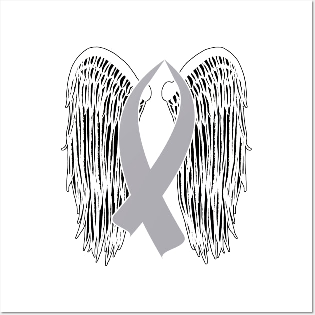 Winged Awareness Ribbon (Gray Ribbon) Wall Art by BlakCircleGirl